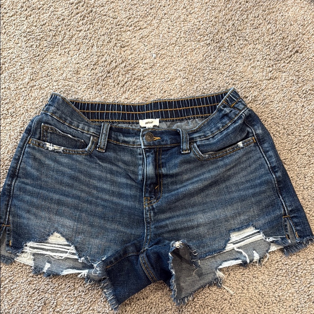 Aerie Blue Distressed Jean Shorts